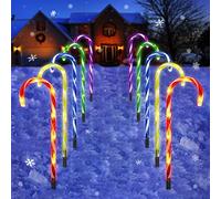 Christmas Lights Outdoor - 10 Sets 21in Candy Cane 60 Warm LEDs with Memory Function 8 Modes End-to-End Plug in Waterproof Extendable Lighted Xmas Path Landscape Lights Outside Indoor Decorations