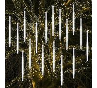 Christmas Lights Outdoor, Meteor Shower Lights 30cm/12inch 16 Spiral Tubes | Outdoor Decor, Waterproof Frost-resistant Shock-resistant，5.25m Lit Length 480 LEDs, for Holiday Party Tree Window, White