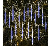 Christmas Lights Outdoor, Meteor Shower Lights 30cm/12inch 16 Spiral Tubes | Outdoor Decor, Waterproof Frost-resistant Shock-resistant，5.25m Lit Length 480 LEDs, for Holiday Party Tree Window, Blue