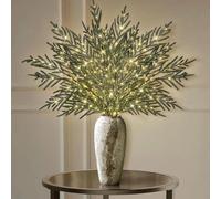 Christmas Lights Pine Branches | Pre-Lit Pine Stems | Table Decorations Artificial Green Plants | For Porches Fireplaces Front Door Living Room Garden Mantle