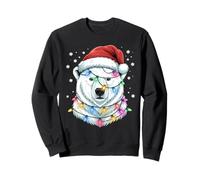 Christmas Lights Polar Bear Santa Hat Cute Xmas Ice Bear Sweatshirt