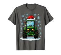 Christmas Lights Wrapped Around Cute Green Tractor Lover T-Shirt