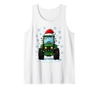Christmas Lights Wrapped Around Cute Green Tractor Lover Tank Top