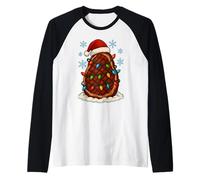 Christmas Lights Wrapped On A Fun Grilled Ribeye Steak Lover Raglan Baseball Tee