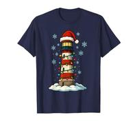 Christmas Lights Wrapped On Coastal Lighthouse Beach Lover T-Shirt