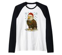 Christmas Lights Wrapped On Cute Bald Eagle America Lover Raglan Baseball Tee