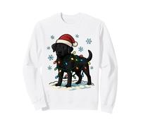 Christmas Lights Wrapped On Cute Black Lab Dog Lover Sweatshirt