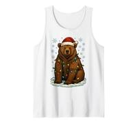 Christmas Lights Wrapped On Cute Brown Grizzly Bear Lover Tank Top