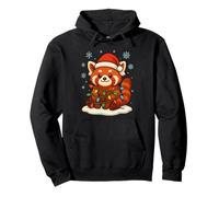 Christmas Lights Wrapped On Cute Red Panda Animal Lover Pullover Hoodie