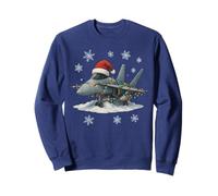 Christmas Lights Wrapped On F-18 Hornet Military Aircraft Sweatshirt