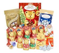 Christmas Lindt Chocolates for Stocking Fillers - Selection of 6 Ultimate Irresistibly Smooth Milk Chocolate Golden Teddy, Santa, Truffles Bulk Buy 400g with Topline Card. Christmas Gifts for Kids