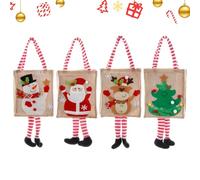 Christmas Linen Bags - 4X Holiday Bags with Handles for | Reusable Snowman Tree Treat Bag with Sturdy Design, Eco Friendly, Ideal for Grocery Shopping Holiday Use