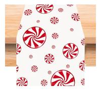 Christmas Linen Red and White Candy Cane Christmas Table Runner 72 Inches Long Seasonal Winter Christmas Xmas Holiday Farmhouse Style Table Decoration (White)