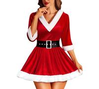 Christmas Lingerie Set Ladies - G-String Thong Bras Pjs Beautiful Elegant Festive Lingerie Red Lace Chemise Outfits Thong Babydoll Nightwear Babydoll With Suspended Belt Sexy Underwear Outfit