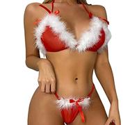 Christmas Lingerie Women, Women'S Three-Point Bikini In Gold Velvet Elegant Christmas Lingerie for Festive Occasions Seductive Moments (One Size)
