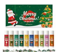 Christmas Lip Balm Gift Set,10 Fruit Flavors Moisturizing Lip Balm for Dry Chapped Lip,Xmas Lip Care,Women Men Lip Care Gifts