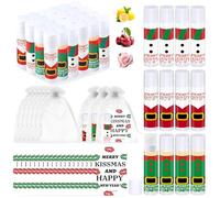 Christmas Lip Balm Rose Cherry Lemon Bulk with Wish Card, Organza Bag Xmas Moisturizing Lip Balm Employee Appreciation Gifts Christmas Stocking Stuffer Party Supplies, 36 Set
