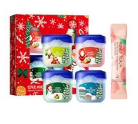 Christmas Lip Balm Set, Natural Moisturising Lip Balm for Cracked Lips, Fruit Lip Mask Moisturizer Intensive Repair, Pocket and Travel Size, Beauty Gift, Christmas Stocking Filler (4Pc)