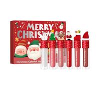 Christmas Lip Gloss Set,6pcs Lip Glaze Gift for Girl,Lip Gloss Sets for Teenage Girls Christmas,Matte Velvet,Silky Green Waterproof Lipstick Set,for Daily Makeup