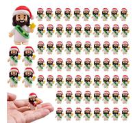 Christmas Little Jesus Figures 50 Pack, 2025 Mini Jesues Figures with Red Santa Hat,Jesus Loves You Pocket Toys Little Figure to Hide and Seek Sunday School Religious Party Share Gifts