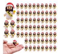 Christmas Little Jesus Figures 50 Pack, 2025 Mini Jesues Figures with Red Santa Hat,Jesus Loves You Pocket Toys Little Figure to Hide and Seek Sunday School Religious Party Share Gifts