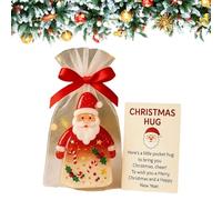 Christmas Little Pocket Hug Gifts - Share The Warmth Of The Season, Cute Santa Claus Ornaments With Encouragement Card and Bag, Mini Resin Heartwarming Pocket Hug Card Gift For Family & Friends