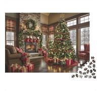 Christmas Living Room Jigsaw for Adults 1000 Challenging Puzzles Festive Moose Art Puzzle Game for The Whole for Women Gifts for Men A Unique100% Recvcled Cardboard70x50cm/1000pcs