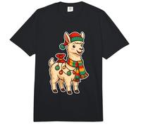 Christmas Llama Alpaca with Scarf Comfort Colors Adult Heavyweight T-Shirt