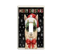 Christmas Llama Holiday Quote Toggle Switch Plate | Santa Hat, Tree Glasses, Red Bow, Snowflake Pattern, Winter Holiday Theme