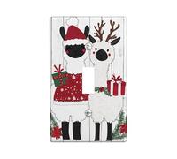 Christmas Llama Light Switch Cover Plate, Red and White Holiday Decor for Wall Accents, Thermoplastic Wall Plates, Standard Size Single Toggle