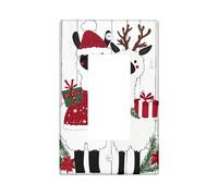 Christmas Llama Light Switch Cover Plate, Red and White Holiday Decor for Wall Accents, Thermoplastic Wall Plates, Standard Size Single Rocker