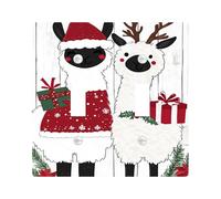 Christmas Llama Light Switch Cover Plate, Red and White Holiday Decor for Wall Accents, Thermoplastic Wall Plates, Standard Size Double Toggle