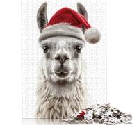 Christmas Llama Wearing A Santa Hat Puzzle 1000 Pieces Jigsaws Wooden Puzzles for Adults & Teenager for Adults Teenagers Age 12+ 1000pcs (75x50cm)