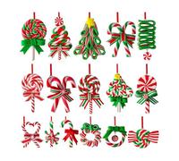 Christmas Lollipop Ornaments,Multifunctional Candy Cane Wooden Pendant,Mini Candy Cane Hanging Ornaments(16Pcs)