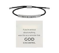 Christmas Love Heart Pendant Jewellery God Is In Control Bracelet Inspirational Bracelet Stainless Steel Lettering Adjustable Braided
