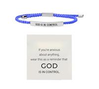 Christmas Love Heart Pendant Jewellery God Is In Control Bracelet Inspirational Bracelet Stainless Steel Lettering Adjustable Braided