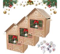 Christmas Lucky Draw Box, DIY Christma Gingerbread Surprise House Claw Machine, Family Interactive Advent Countdown Gifts for Xmas Party Supplies, Parties Draws Boxes with Balls(3PCS-24Balls)