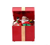 Christmas Luminous Music Box, Light Up Christmas Present Box Window Scene Layout Props USB and Battery-Operated with Classic Holiday Songs (Red)