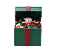 Christmas Luminous Music Box, Light Up Christmas Present Box Window Scene Layout Props USB and Battery-Operated with Classic Holiday Songs (Green)