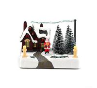 Christmas Luminous Music Box Ornament Resin Snow Scene Decoration with Warm Glow and Enchanting Melody for Holiday Home & Office Display (Santa Claus)