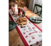 Christmas Luxury Table Runner 95 Inch Long, Heavy and Premium, Drapped Snowman Xmas Table Runner with Tassels, Classic Holiday Decor for Kitchen Dining Home or Party 14x95 Inch