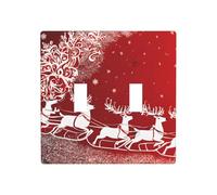 (Christmas Magic) 2 Gang Double Toggle Light Switch Cover Decorative Switch Wall Plates 4.5 x 4.5 in, New Apartment House Home Essentials Decor Housewarming Gift