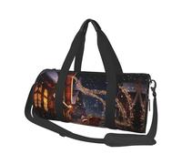Christmas Magic Duffle Bag With Shoes Compartment And Adjustable Strap,Foldable Travel Duffel Bags For Men Women,Waterproof Duffel Bags, Black, One Size