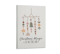Christmas Magic Is in The Air Pastel Modern Boho Neutral Wall Art Paintings Canvas Prints Poster Artwork for Living Room Bedroom Bathroom Office Home Decor 12x18inch(30x45cm)