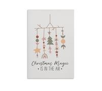 Christmas Magic Is in The Air Pastel Modern Boho Neutral Wall Art Paintings Canvas Prints Poster Artwork for Living Room Bedroom Bathroom Office Home Decor 16x24inch(40x60cm)