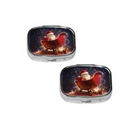 Christmas Magic Pill Box 2 Compartment Medicine Pill Case,Travel Pill Organizer, Small Metal Pill Case Portable Pill Box, Perfects Gift for Anyone in Need