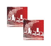 Christmas Magic Print 2 Gang Double Toggle Light Switch Cover Decorative Wall Plate,Wall Panel For Living Room Kitchen Bedroom Bathroom Switch,4.5" X 4.5"