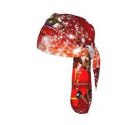 Christmas Magic Print Helmet Cap Quick Dry Cycling Skull Wrap Breathable Polyester Adjustable Adult Summer Beanie