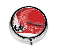 Christmas Magic Print Personalised Portable Pillbox with,Mini Pillbox Compact and Convenient Pill Organiser for Storing and Organising Pills