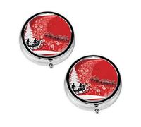 Christmas Magic Print Pill Box 3 Compartment Medicine Pill Case,Portable for Pocket Or Purse Pill Organizer Decorative Metal Medicine Vitamin Organizer Unique Gift